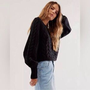 Free People Sandre Cable Knit Pullover Sweater